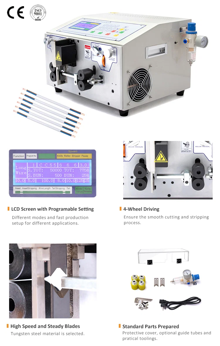Automatic flat cable stripper and cutter machine WPM-09BHT, Flat Cable Stripping Machine, Wire Cutting Stripping Machine, Wire Stripping Tool Product Automatyczna maszyna do zdejmowania i obcinania płaskich kabli WPM-09BHT, maszyna do zdejmowania kabli płaskich, maszyna do cięcia drutu, narzędzie do wyciągania drutu