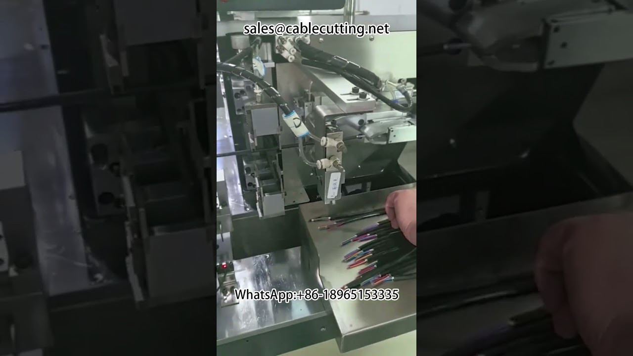 Automatyczna maszyna do cięcia, strippingu i cynowania drutu wielożyłowego (0.9mm 8-żyłowy, 1.25mm skręcany)