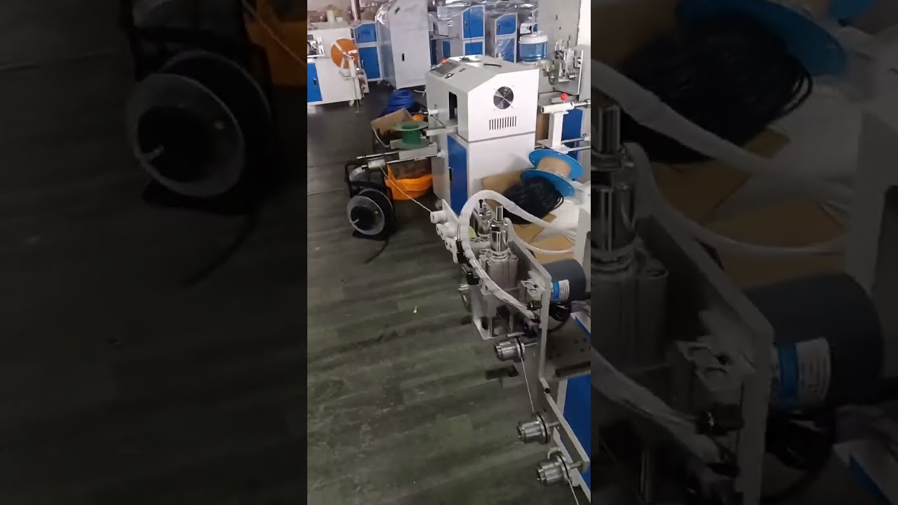 Automatyczne sortowanie, cięcie i zwijanie kabli koncentrycznych RF – maszyna stojąca #fabryka