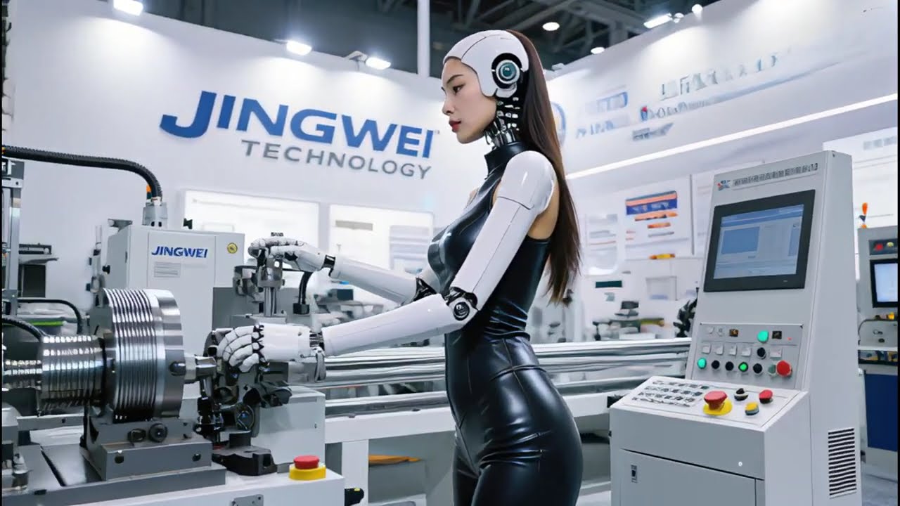 Robot precyzyjnie obsługuje maszynę w automatyce przemysłowej